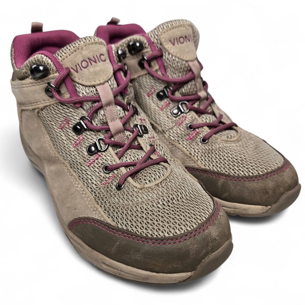Vionic Cypress Hiking Shoes Women's Mauve Accent Mesh and Suede Outdoor 9.5